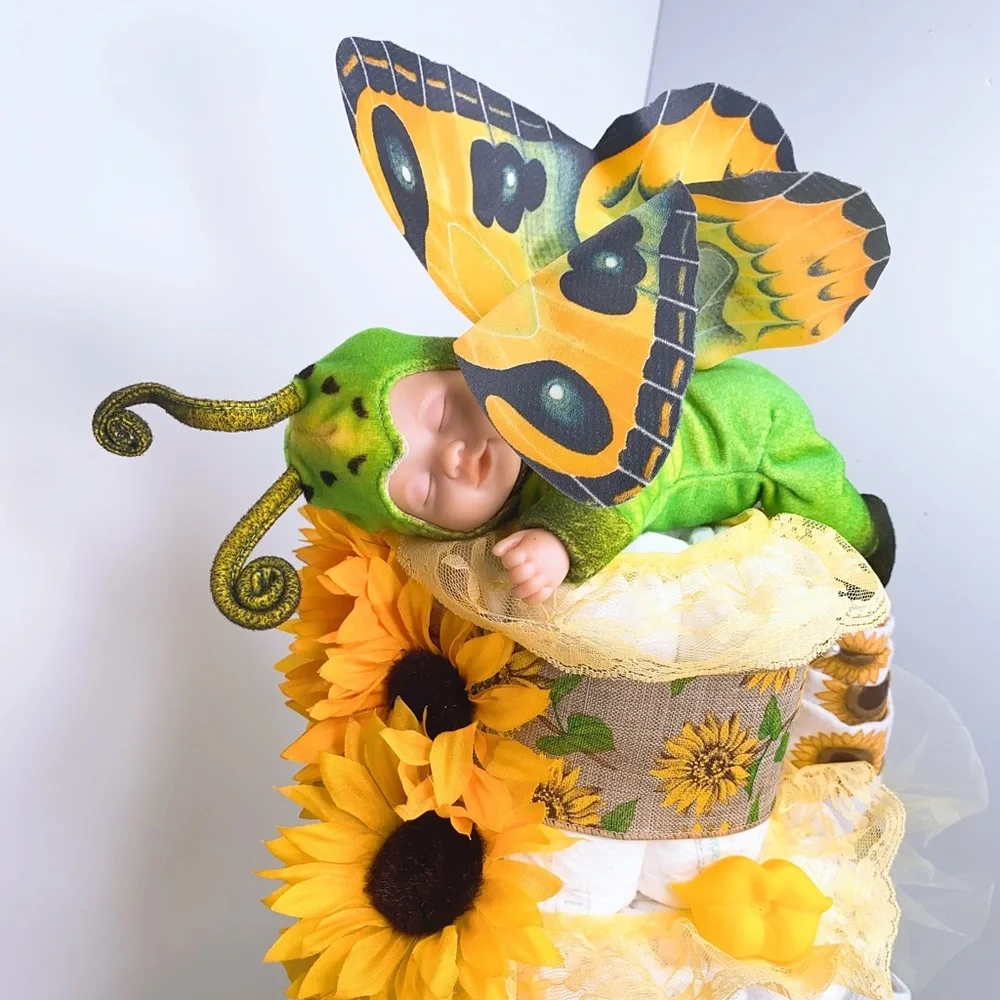 Sunflowers Diaper Cake, Butterfly Diaper Cake